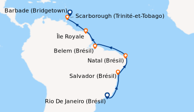 Itinéraire de la croisière Rio De Janeiro (Brésil), Rio De Janeiro (Brés...