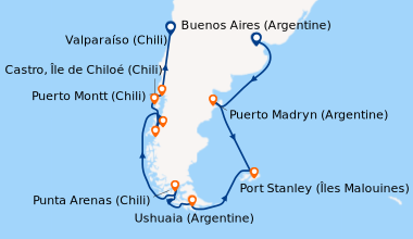 Itinéraire de la croisière Buenos Aires (Argentine), En mer, En mer, Pue...