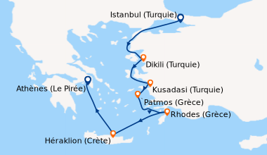 Itinéraire de la croisière Trésors antiques de Méditerranée