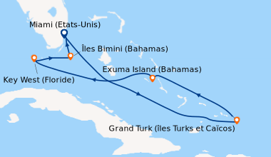 Itinéraire de la croisière Miami (Etats-Unis), En mer, Grand Turk (îles ...