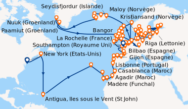 Itinéraire de la croisière New York (Etats-Unis), En mer, Halifax (Canad...