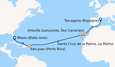 Itinéraire de la croisière Barcelone (Espagne), En mer, En mer, Arrecife...