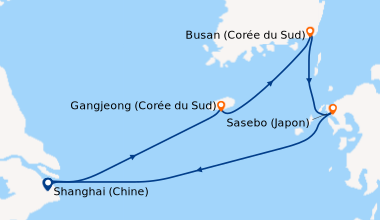 Itinéraire de la croisière Shanghai (Chine), Gangjeong (Corée du Sud), B...