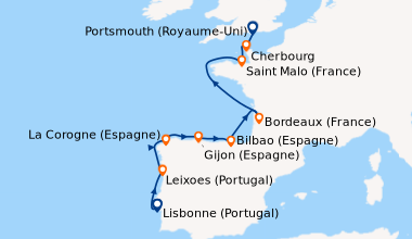 Itinéraire de la croisière Lisbonne (Portugal), Leixoes (Portugal), La C...