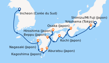 Itinéraire de la croisière Yokohama (Tokyo), Shimizu/Mt Fuji (Japon), En...