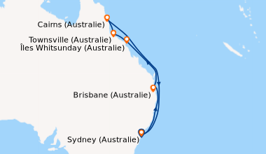 Itinéraire de la croisière Sydney (Australie), En mer, Brisbane (Austral...