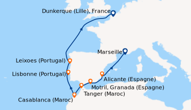 Itinéraire de la croisière Trésors de l\'Atlantique