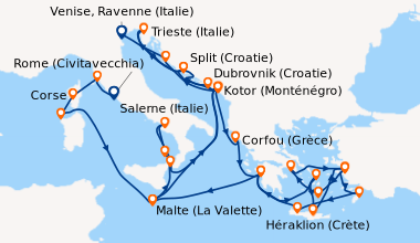 Itinéraire de la croisière Rome (Civitavecchia), Livourne (Florence, Pis...