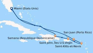Itinéraire de la croisière Miami (Etats-Unis), En mer, En mer, Saint Joh...