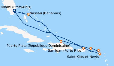 Itinéraire de la croisière Miami (Etats-Unis), En mer, En mer, San Juan ...