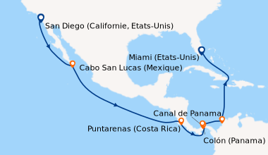 Itinéraire de la croisière San Diego (Californie, Etats-Unis), En mer, E...