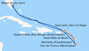 Itinéraire de la croisière Miami (Etats-Unis), En mer, En mer, Saint-Kit...