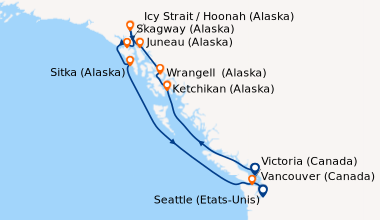 Itinéraire de la croisière Vancouver (Canada), En mer, Ketchikan (Alaska...