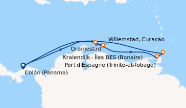 Itinéraire de la croisière Colón (Panama), En mer, Kralendijk - Îles BES...