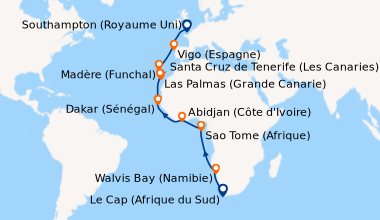 Itinéraire de la croisière Le Cap (Afrique du Sud), En mer, Walvis Bay (...