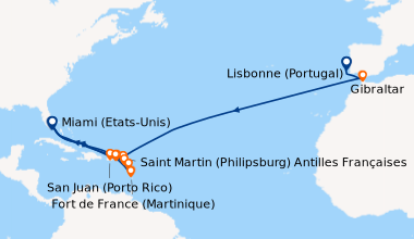 Itinéraire de la croisière Lisbonne (Portugal), En mer, En mer, Santa Cr...
