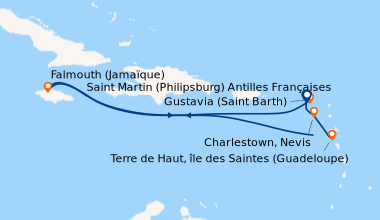 Itinéraire de la croisière Saint Martin (Philipsburg) Antilles Française...