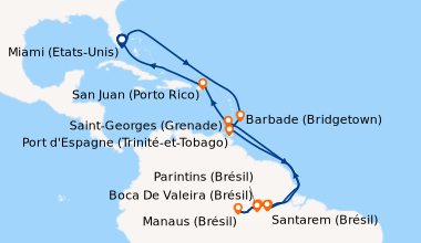Itinéraire de la croisière Miami (Etats-Unis), En mer, En mer, En mer, B...