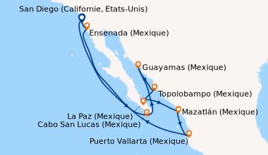 Itinéraire de la croisière San Diego (Californie, Etats-Unis), En mer, C...