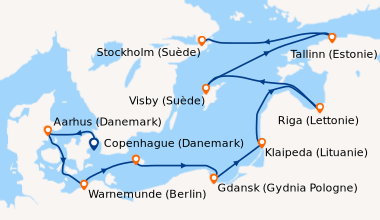 Itinéraire de la croisière Copenhague (Danemark), Aarhus (Danemark), War...