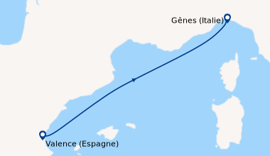 Itinéraire de la croisière Valence (Espagne), En mer, Gênes (Italie)