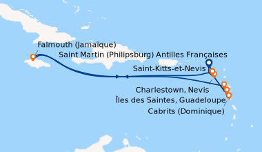 Itinéraire de la croisière Saint Martin (Philipsburg) Antilles Française...