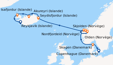 Itinéraire de la croisière Copenhague (Danemark), Skagen (Danemark), Skj...