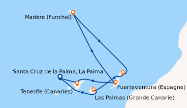 Itinéraire de la croisière Santa Cruz de la Palma, La Palma, Tenerife (C...