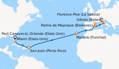 Itinéraire de la croisière Gênes (Italie), Florence-Pise (La Spezia), Ro...