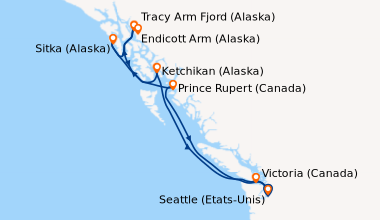 Itinéraire de la croisière Seattle (Etats-Unis), En mer, Ketchikan (Alas...