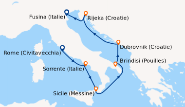 Itinéraire de la croisière Rome (Civitavecchia), Baie d'Amalfi (Italie),...
