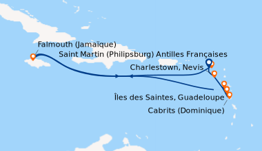Itinéraire de la croisière Saint Martin (Philipsburg) Antilles Française...