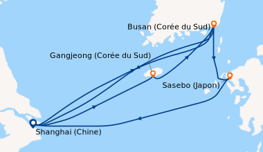 Carte de l'itinéraire de la croisière