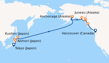 Itinéraire de la croisière Vancouver (Canada), En mer, Ketchikan (Alaska...