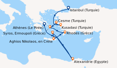 Itinéraire de la croisière Istanbul (Turquie), En mer, Kusadasi (Turquie...