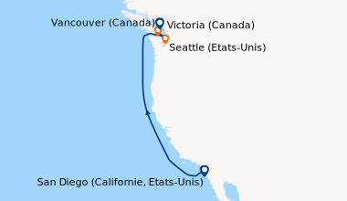 Itinéraire de la croisière San Diego (Californie, Etats-Unis), En mer, E...