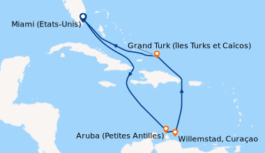 Itinéraire de la croisière Miami (Etats-Unis), En mer, En mer, Aruba (Pe...