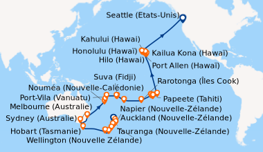 Itinéraire de la croisière Auckland (Nouvelle-Zélande), Tauranga (Nouvel...