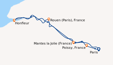 Itinéraire de la croisière La Seine royale et les secrets de Normandie en croisière (formule port/port) (SEN_NOVPP)
