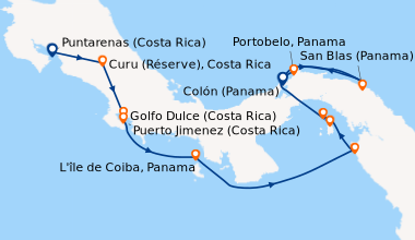 Itinéraire de la croisière Secrets d’Amérique centrale