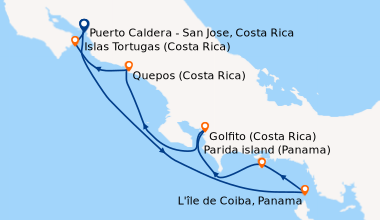 Itinéraire de la croisière Puerto Caldera - San Jose, Costa Rica, En mer...