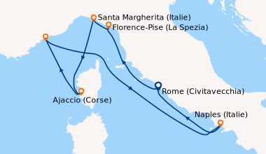 Itinéraire de la croisière Rome (Civitavecchia), Florence-Pise (La Spezi...