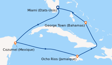 Itinéraire de la croisière Miami (Etats-Unis), En mer, Cozumel (Mexique)...