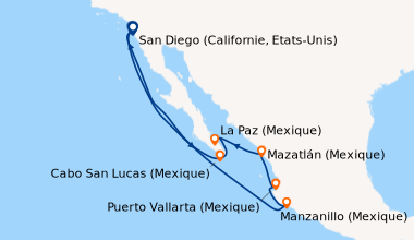 Itinéraire de la croisière San Diego (Californie, Etats-Unis), En mer, E...
