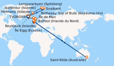 Itinéraire de la croisière Belfast (Irlande du Nord), Île de Man, Île de...