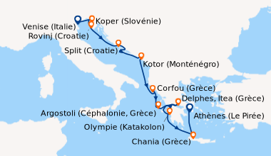 Itinéraire de la croisière Venise (Italie), Koper (Slovénie), Rovinj (Cr...