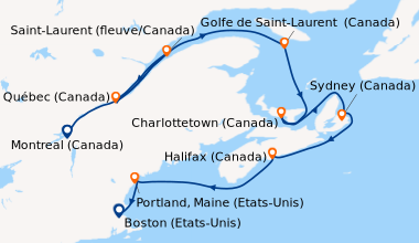 Itinéraire de la croisière Montreal (Canada), Saint-Laurent (fleuve/Cana...