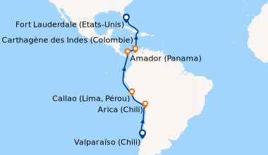 Itinéraire de la croisière Valparaíso (Chili), En mer, En mer, Arica (Ch...