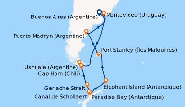 Itinéraire de la croisière Buenos Aires (Argentine), En mer, En mer, En ...