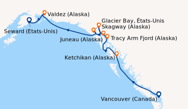Itinéraire de la croisière Vancouver (Canada), En mer, Ketchikan (Alaska...